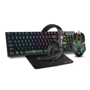 FRONTECH (KB-0038) Dragon Warrior Gaming 4 in 1 Combo Set of Gaming Keyboard with RGB LED Backlit Mouse with 1000 DPI, Mousepad and Premium Gaming Headphone- Black